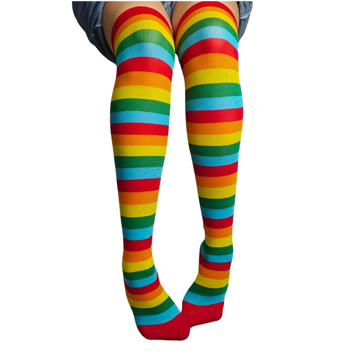 Meia Calça Arco-Íris Para Fantasia Cosplay e Festa 5/8 Meia Calça Arco-Íris Para Fantasia Cosplay e Festa 5/8